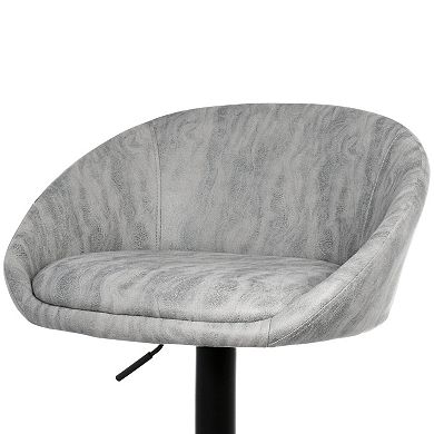 Elama 2 Piece Cloth Adjustable Bar Stool Set in Gray with Black Base