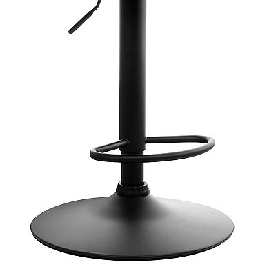 Elama 2 Piece Cloth Adjustable Bar Stool Set in Gray with Black Base