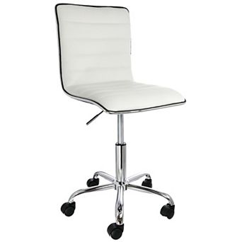 Elama Faux Leather Adjustable Rolling Office Chair in White