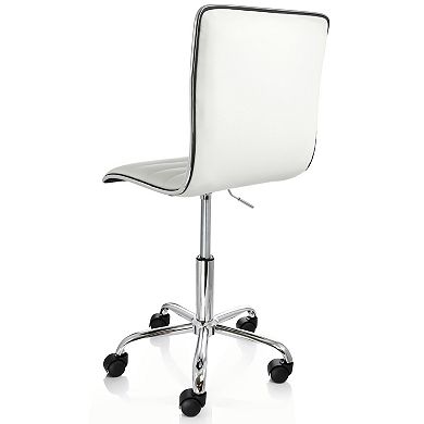 Elama Faux Leather Adjustable Rolling Office Chair in White