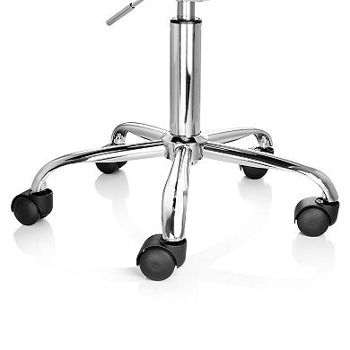 Elama Faux Leather Adjustable Rolling Office Chair in White