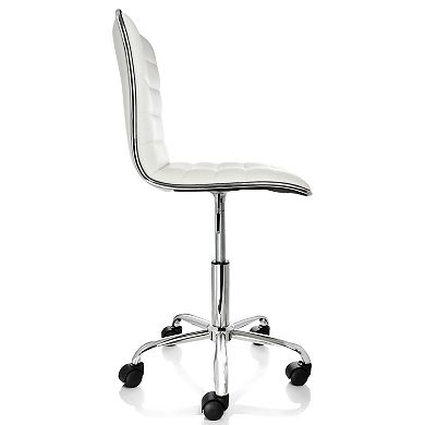Elama Faux Leather Adjustable Rolling Office Chair in White
