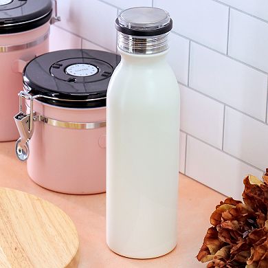 20oz Stainless Steel Thermal Bottle with Acrylic Lid in Cream