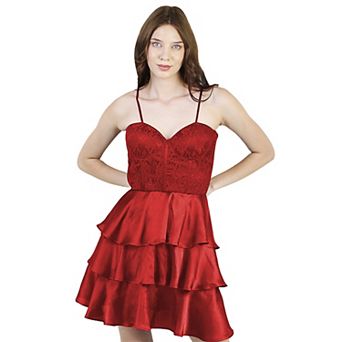 Artyska Women's Sweetheart Corset Spaghetti Strap Satin Skater Dress