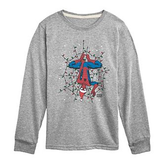 Boys 8-20 Marvel Spider-Man Holiday Lights Web Long Sleeve Graphic Tee