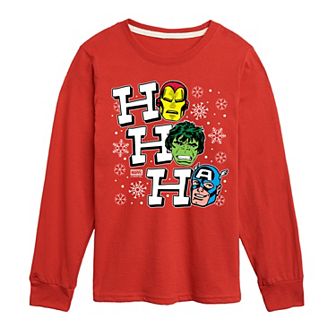 Boys 8-20 Marvel Ho Ho Ho Long Sleeve Graphic Tee