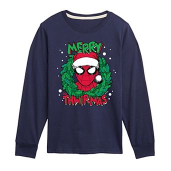 Boys 8-20 Marvel Spider-Man Merry Thwip-mas Long Sleeve Graphic Tee