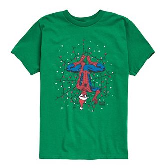 Boys 8-20 Marvel Spider-Man Holiday Lights Web Graphic Tee