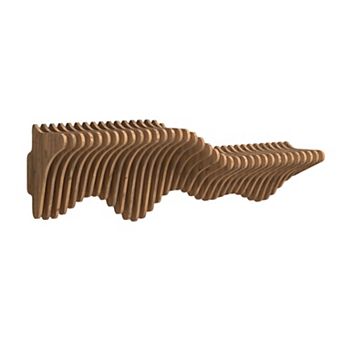 Geometric Wooden TV Floating Wall Shelf Parametric 3D Wavy Design for Living and Gaming Room