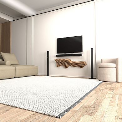 Geometric Wooden TV Floating Wall Shelf Parametric 3D Wavy Design for Living and Gaming Room