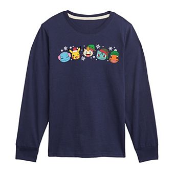 Boys 8-20 Pokémon Group Christmas Long Sleeve Graphic Tee