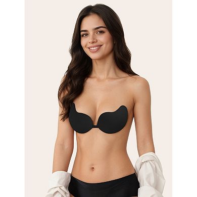 Women's Strapless Push Up Nipple Covers Invisible Backless Silicone Reusable Adhesive Clasp Bras
