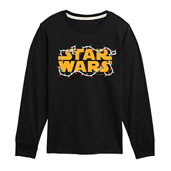 Boys 8-20 Star Wars Logo Christmas Lights Long Sleeve Graphic Tee