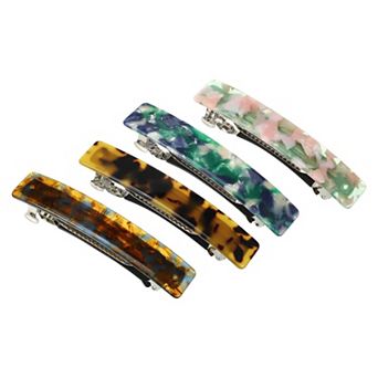 4 pc Hair Barrettes, Acetate Hair Barrettes for Fine Thick Hair, Fashion Barrette 3.27"x0.63"x0.75"