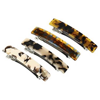 4 pc Hair Barrettes, Acetate Hair Barrettes for Fine Thick Hair, Fashion Barrette 3.27"x0.63"x0.75"