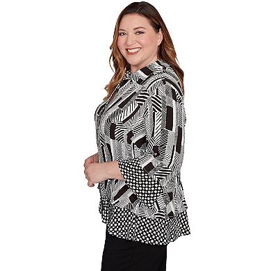 Plus Size Alfred Dunner Woven Zebra Button Front Top