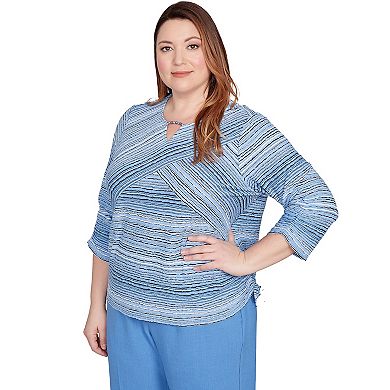 Plus Size Alfred Dunner Spliced Textured Stripe Knit Top