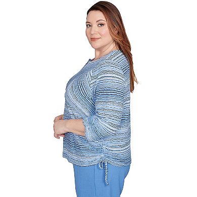 Plus Size Alfred Dunner Spliced Textured Stripe Knit Top