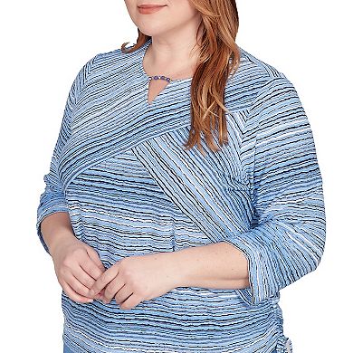 Plus Size Alfred Dunner Spliced Textured Stripe Knit Top