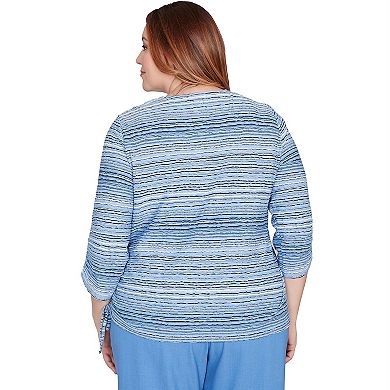 Plus Size Alfred Dunner Spliced Textured Stripe Knit Top