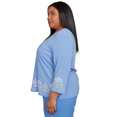 Plus Size Medallion Bordered Top with Necklace