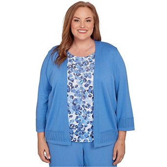 Plus Size Alfred Dunner Floral Print Two-in-One Sweater