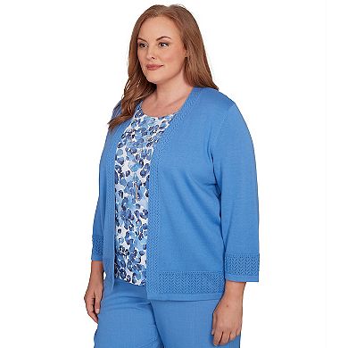Plus Size Alfred Dunner Floral Print Two-in-One Sweater
