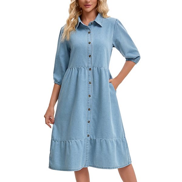 denim dress and cowgirl boots The – Countyline Trends Boutique feature_Modest Length 49” X Colour:Green Floral Embellished Flutter Cap