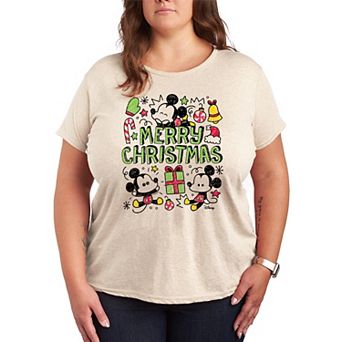Plus Size Disney's Mickey Mouse Merry Christmas Graphic Tee
