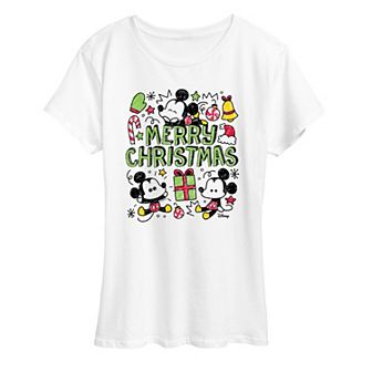 Women's Disney's Mickey Mouse Merry Christmas Graphic Tee