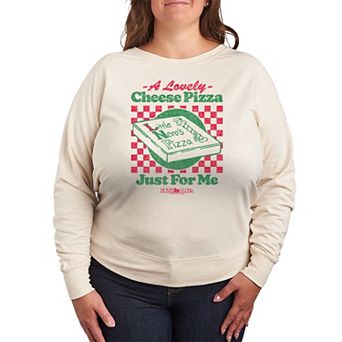Plus Size Home Alone A Lovely Cheese Pizza French Terry Long Sleeve Tee