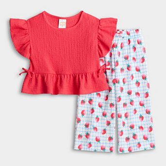 Baby & Toddler Girl Jumping Beans® Crinkle Knit Peplum Top & Pant Set