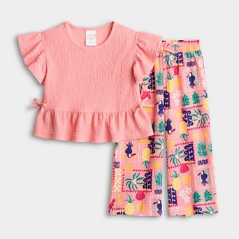 Baby & Toddler Girl Jumping Beans® Crinkle Knit Peplum Top & Pant Set