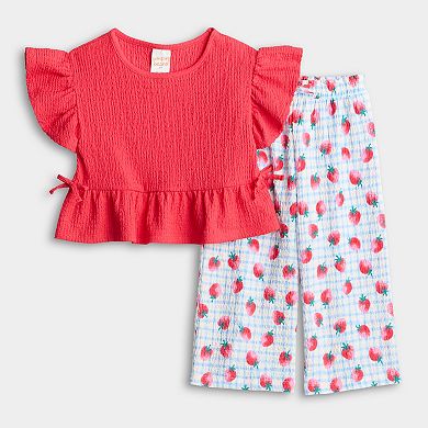 Girls 4-12 Jumping Beans® Crinkle Knit Peplum Top & Pant Set