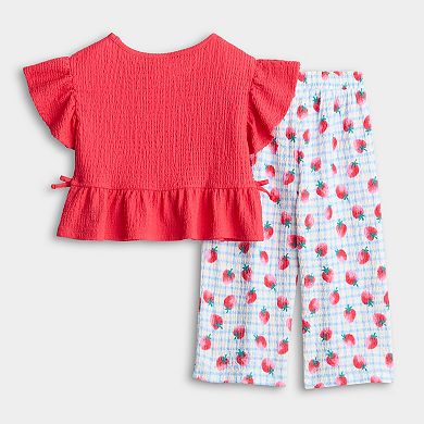 Girls 4-12 Jumping Beans® Crinkle Knit Peplum Top & Pant Set