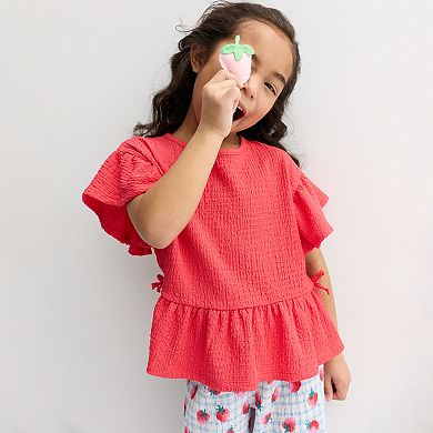 Girls 4-12 Jumping Beans® Crinkle Knit Peplum Top & Pant Set