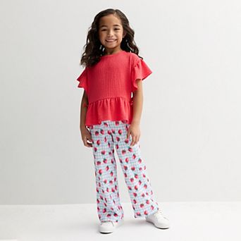 Girls 4-12 Jumping Beans® Crinkle Knit Peplum Top & Pant Set