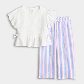 Girls 4-12 Jumping Beans® Crinkle Knit Peplum Top & Pant Set