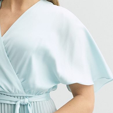 Women's 5th + Madison Edit Short Sleeve Surplice Pleated Maxi Dress