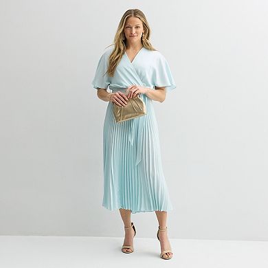 Women's 5th + Madison Edit Short Sleeve Surplice Pleated Maxi Dress