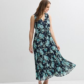 Women's 5th + Madison Edit Sleeveless Surplice Pleated Midi Dress