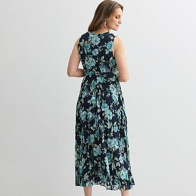 Women's 5th + Madison Edit Sleeveless Surplice Pleated Midi Dress