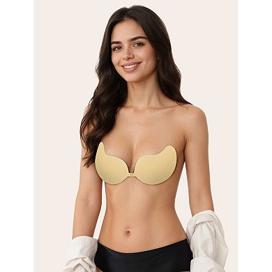 Women's Reusable Strapless Push-up Invisible Breathable Sticky Adhesive Bras for Backless Dress