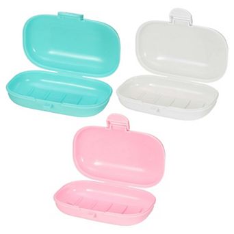 3 pc Travel Soap Dish, Portable Soap Dish Box Soap Bar Holder for Camping Gym Outdoor with Cover