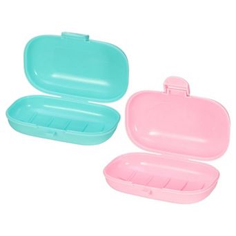2 pc Travel Soap Dish, Portable Soap Dish Box Soap Bar Holder for Camping Gym Outdoor with Cover