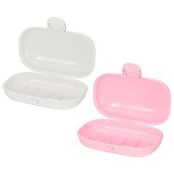 2 pc Travel Soap Dish, Portable Soap Dish Box Soap Bar Holder for Camping Gym Outdoor with Cover