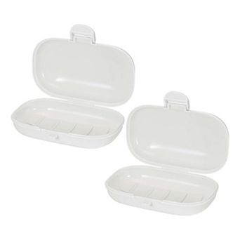 2 pc Travel Soap Dish, Portable Soap Dish Box Soap Bar Holder for Camping Gym Outdoor with Cover