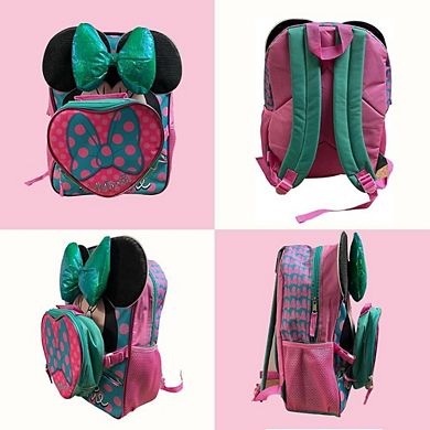 LIVEVIE Minnie Mouse 16" Backpack & Heart Lunch Box Cute, Durable School & Travel Set for Girls