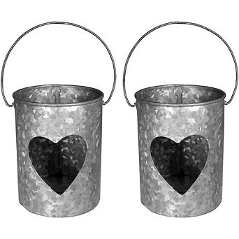 LIVEVIE Heart Metal Votive Candle Holders Set of 2
