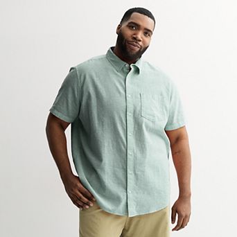 Big & Tall Sonoma Goods For Life® Short Sleeve Linen Printed Shirt